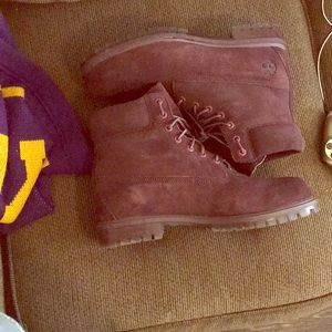 Burgundy Timberlands size 12 (runs big)